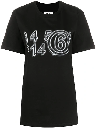 Mm6 Maison Margiela Glow-in-the-dark Logo-print T-shirt In Black