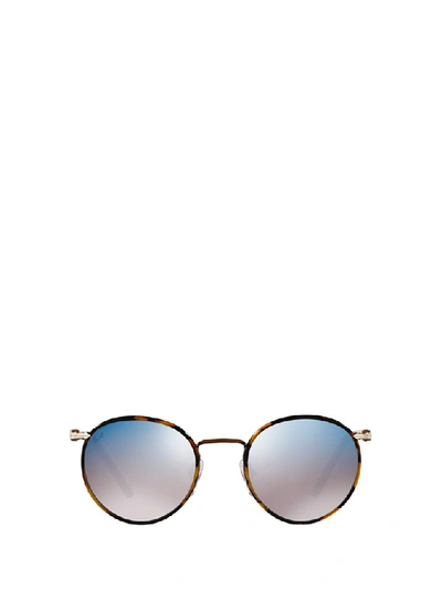 Persol Po2422sj Brown & Striped Grey & Beige Sunglasses In Grey Mirror Blue