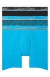 Calvin Klein 3-pack Comfort Microfiber Boxer Briefs In Topaz Black Stripe Black