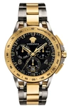 Versace Sport Tech Chronograph Bracelet Watch, 45mm In Gunmetal/ Black/ Gold