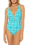 Bleu Rod Beattie Make Waves Mio One-piece Swimsuit In Laguna Teal