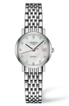 Longines Elegant Mother Of Pearl Dial Ladies Watch L43094876 In Silver/ Mop/ Silver