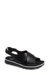 Camper Oruga Criss-cross Sandals In Black Leather
