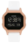 Nixon Siren Digital Watch, 36mm In White/ Black/ Rose Gold