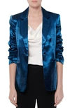 Cinq À Sept Kylie Hammered Satin Jacket In Lazuli