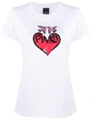 PINKO HEART EMBELLISHED LOGO T-SHIRT