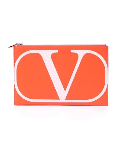 Valentino Garavani Vlogo Clutch In Orange