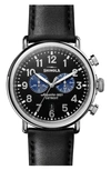 Shinola The Runwell Chrono Leather Strap Watch, 47mm In Black/ Silver