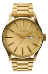 Nixon Sentry All Gold Gold Dial Gold-tone Mens Watch A356502 In Gold