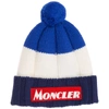 MONCLER MONCLER TRICOLOUR LOGO POM POM BEANIE