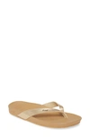 Reef Cushion Bounce Court Womens Metallic Comfort Thong Sandals In Tan/ Champagne