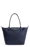 Longchamp 'large Le Pliage Neo' Nylon Tote In New Navy