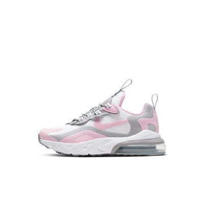Nike Air Max 270 Rt Little Kids' Shoe In White/light Solar Flare Heather/metallic Silver/pink
