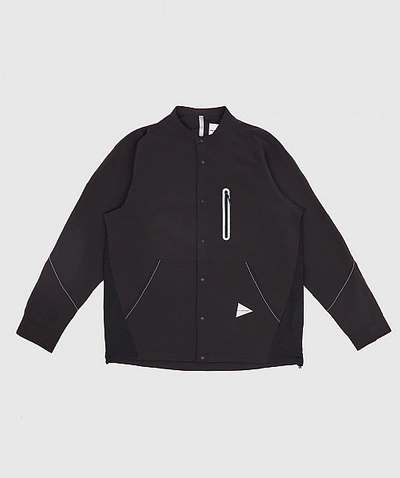 ジャケット・アウター tech long sleeve band collar shirt And Wander Tech Long Sleeve Band Collar Shirt In Black