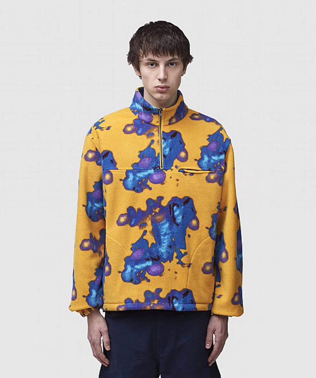 Stussy Abstract Print Fleece Henley Sweatshirt In Yellow | ModeSens
