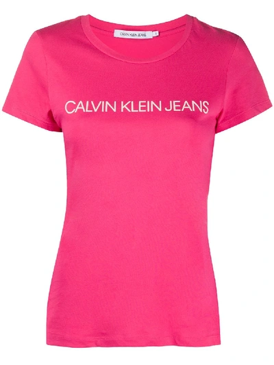 Calvin Klein Jeans Est.1978 Logo-print Short Sleeved T-shirt In Pink
