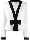 Alessandra Rich Short Jacket With Bow In White,black