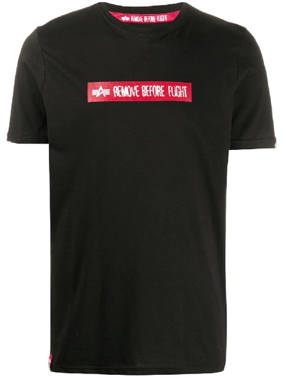 Alpha Industries Slogan-print T-shirt In Black