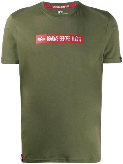 Alpha Industries Slogan-print T-shirt In Green