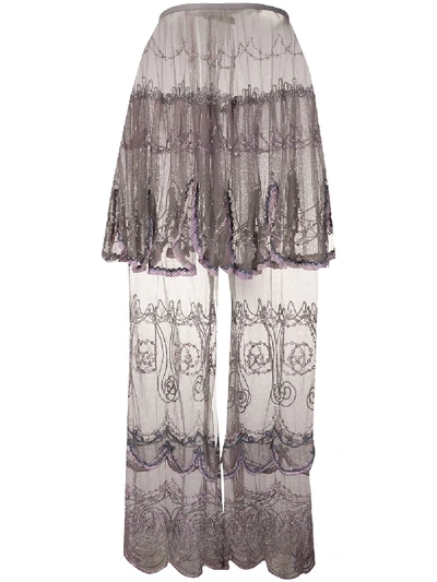 Pre-owned Jean Paul Gaultier 1990s Super-high Waist Denim Skirt In Grey