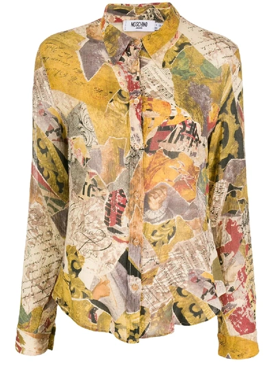 Pre-owned Moschino 1990s Abstract Print Slim-fit Shirt In Multicolour