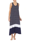 DONNA KARAN STRIPED SLEEVELESS NIGHTGOWN,0400012397488