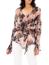 IRO PARADON FLORAL BELL-SLEEVE FAUX WRAP PEPLUM TOP,0400012598263