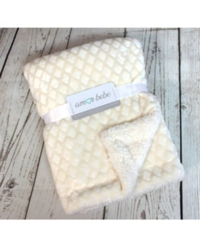 3stories Diamond Plush Sherpa Baby Blanket In Ivory