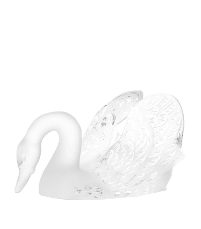 Lalique Swan Head Down Sculpture In White