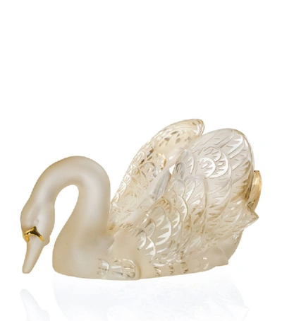 Lalique Swan Head Down Figure In Yellow