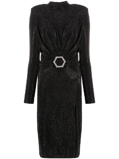 Philipp Plein Crystal Long Dress In Black