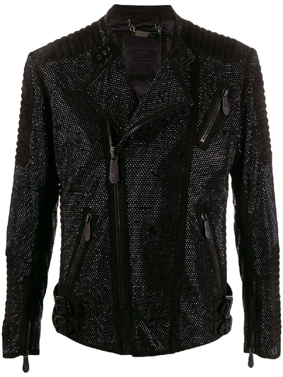 Philipp Plein 雕刻机车夹克 In Black