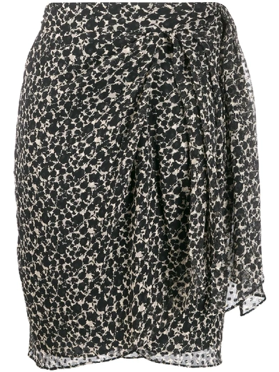 Iro Asymmetric Floral Midi Skirt In Black