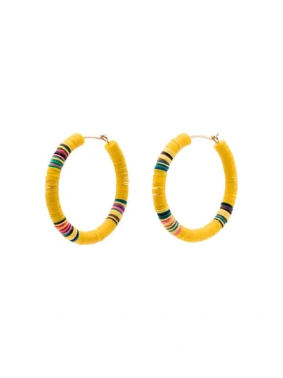 All The Must Gold-plated Heishi Beaded Hoop Earrings In Yellow