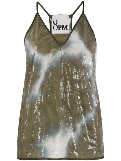 8pm V-neck Tie-dye Print Vest Top In Green