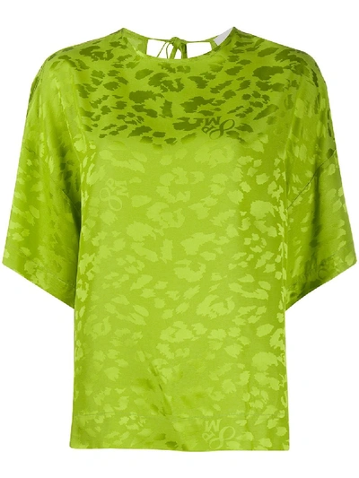 8pm Back Tie Leopard Print Blouse In Green