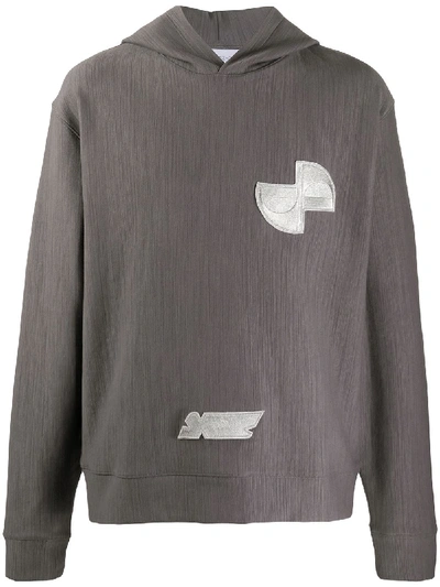 Xander Zhou Contrast Patch Hoodie In Grey