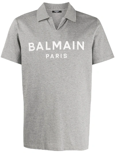 Balmain Logo Polo衫 In Grey