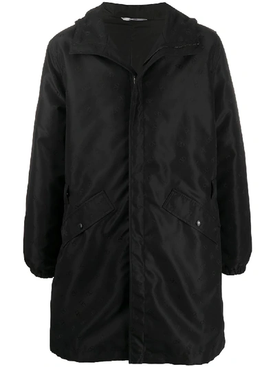 Valentino Buckle-detail Mid-length Parka In Black