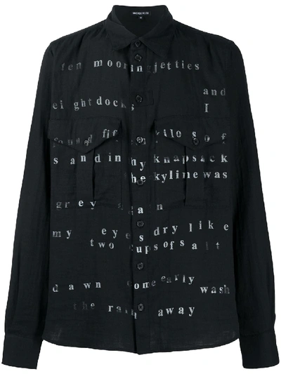 Ann Demeulemeester Poetry Print Shirt In Black
