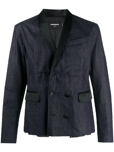 Dsquared2 Doppelreihiges Chambray-sakko In Blue
