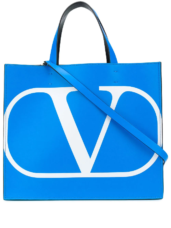 Valentino Garavani Vlogo Logo-print Tote Bag In Blue | ModeSens