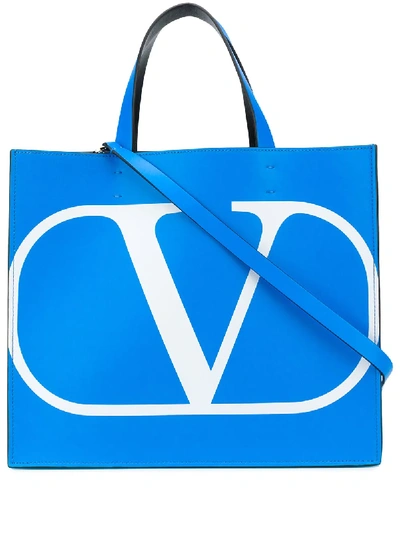 Valentino Garavani Vlogo Logo-print Tote Bag In Blue