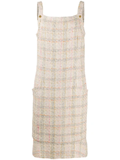 Pre-owned Chanel Tweed Shift Dress In Neutrals