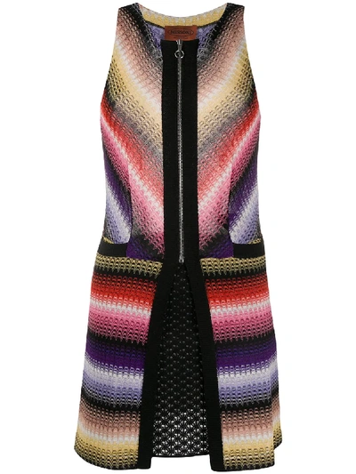 Pre-owned Missoni Knitted Striped Sleeveless Dres In Black
