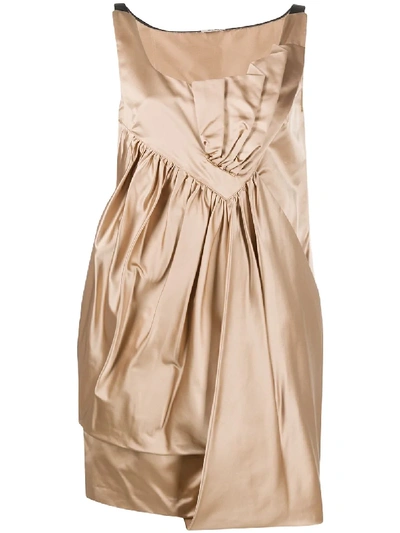 Pre-owned Miu Miu Draped Mini Dress In Neutrals