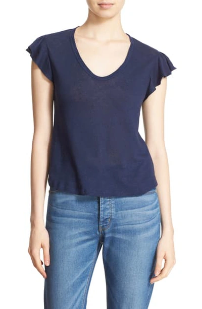 La Vie Rebecca Taylor Washed Texture Jersey Tee In Navy