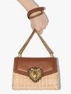 DOLCE & GABBANA BROWN DEVOTION WICKER CROSS BODY BAG,BB6713AX81914732815