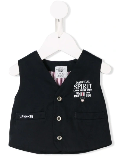 Lapin House Babies' Logo Print Waistcoat In Black