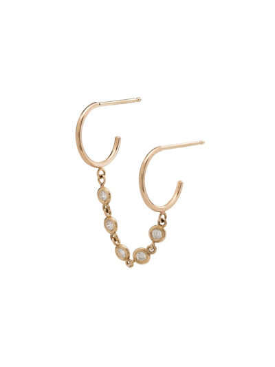 Zoë Chicco 14k Yellow Gold Diamond Chain Double Hoop Earring In Metallic